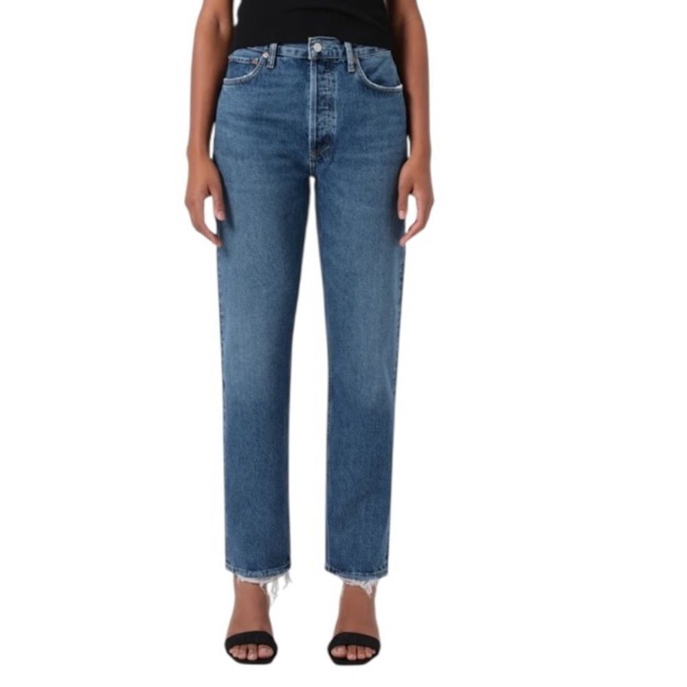 Agolde High-Rise Straight Jeans in Medium Blue